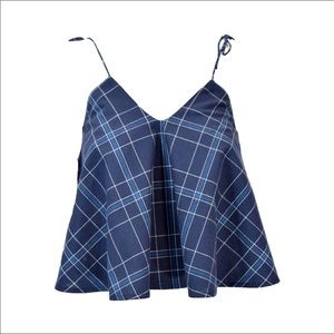 Women’s linen plaid tie strap